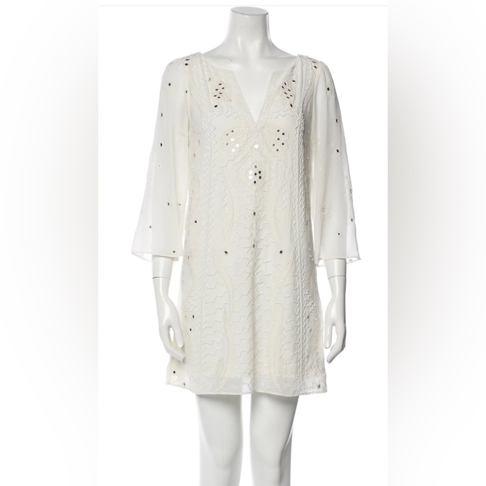 Alice + Olivia butterfly embellished mini dress white‎ lined size XS